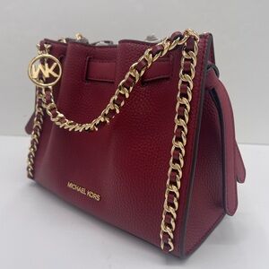 MICHAEL KORS Mina Small Chain Crossbody XBody Bag Belt Chain Inlay 
Cherry 
NWT